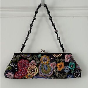 Embroidered Black Floral Women's Bag